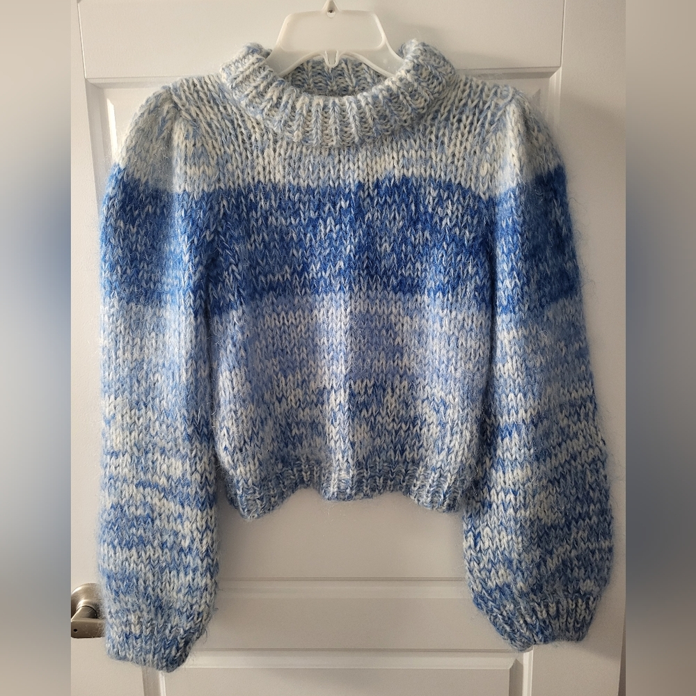 GANNI MOHAIR SWEATER IN BLUE.